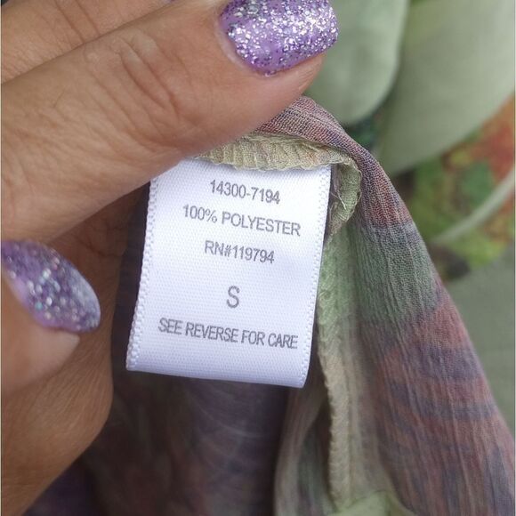 NWT ONE WORLD Bahia Green Boho Mandala Multicolor Shirt Wrap Around Belt Small - Picture 13 of 13